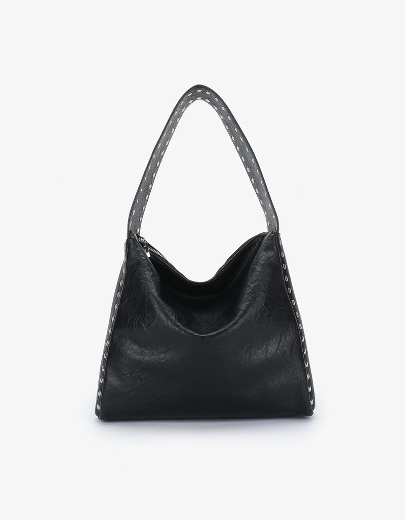 Pascal Shoulder Studded Bag in Black Nickel