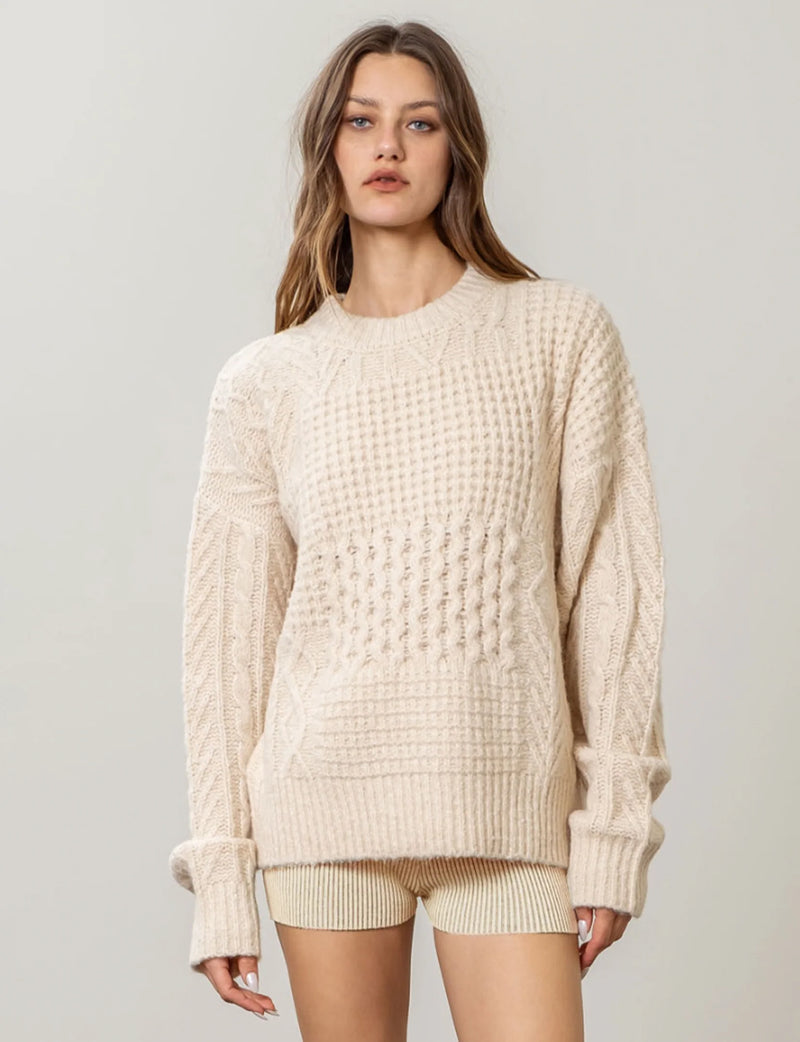 Long Sleeve Patchwork Knitted Top