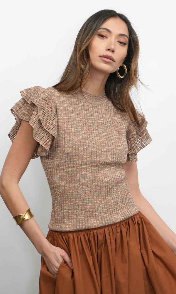 Rowe Crewneck Flutter Sleeve Top