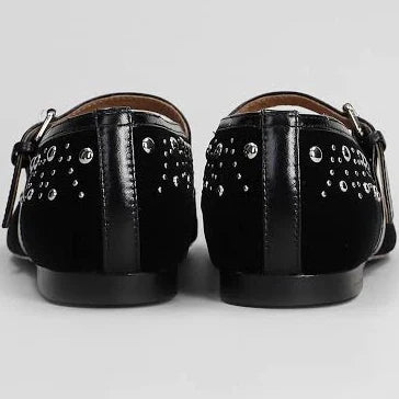 Velvet Studded Balarinas in Black