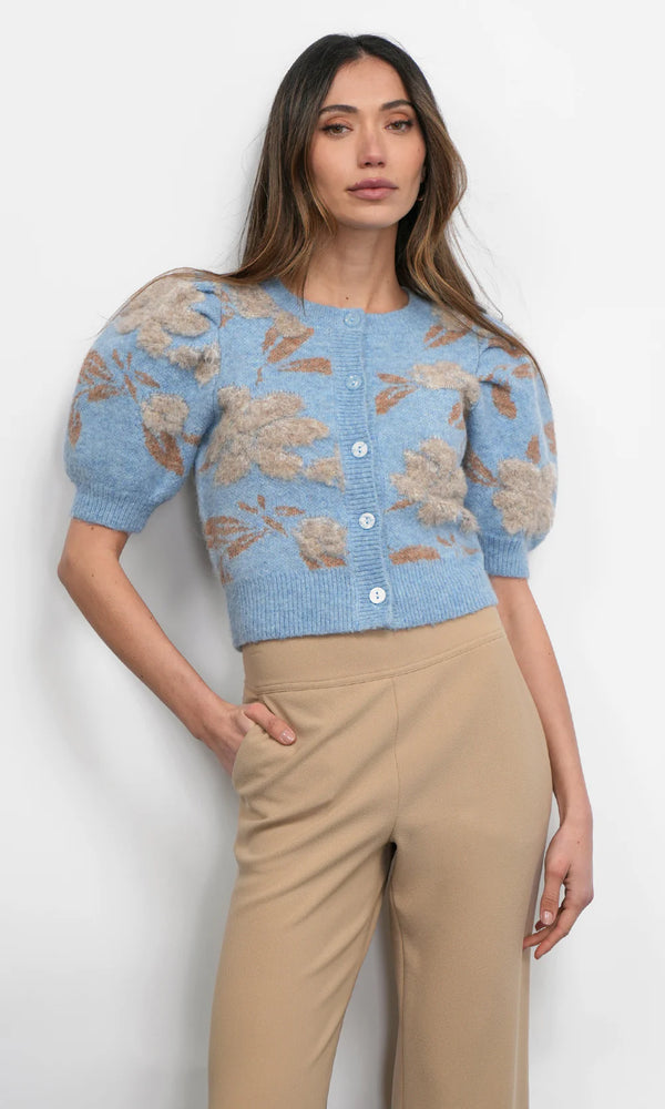 Taly Floral Puff Sleeve Cardigan