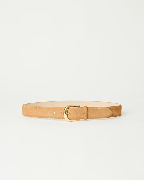 Kennedy Calf Hair Belt in Camel and Gold