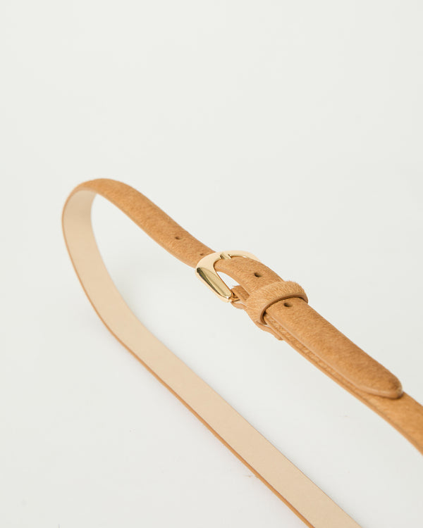 Kennedy Mini Calf Hair Belt in Camel and Gold