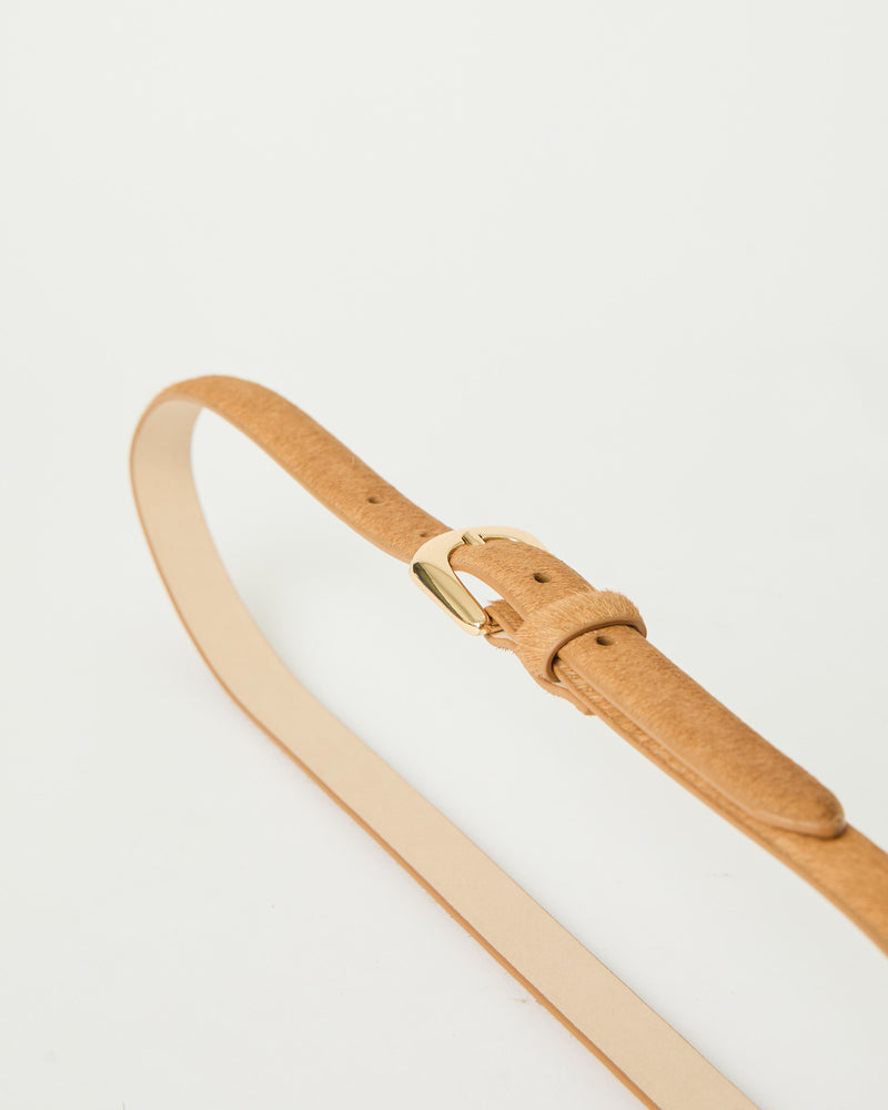 Kennedy Mini Calf Hair Belt in Camel and Gold