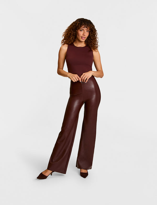 Faux Leather Wide Leg