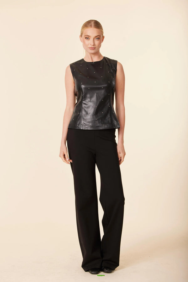 Vegan Leather Studded Top