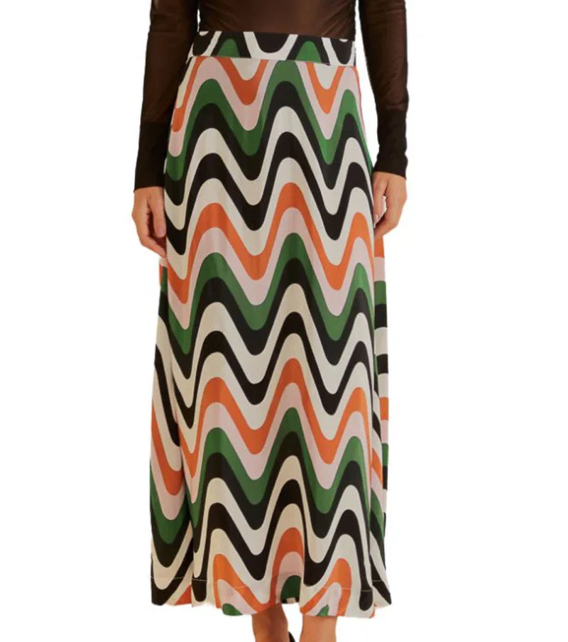 Wave Gradient Midi Skirt