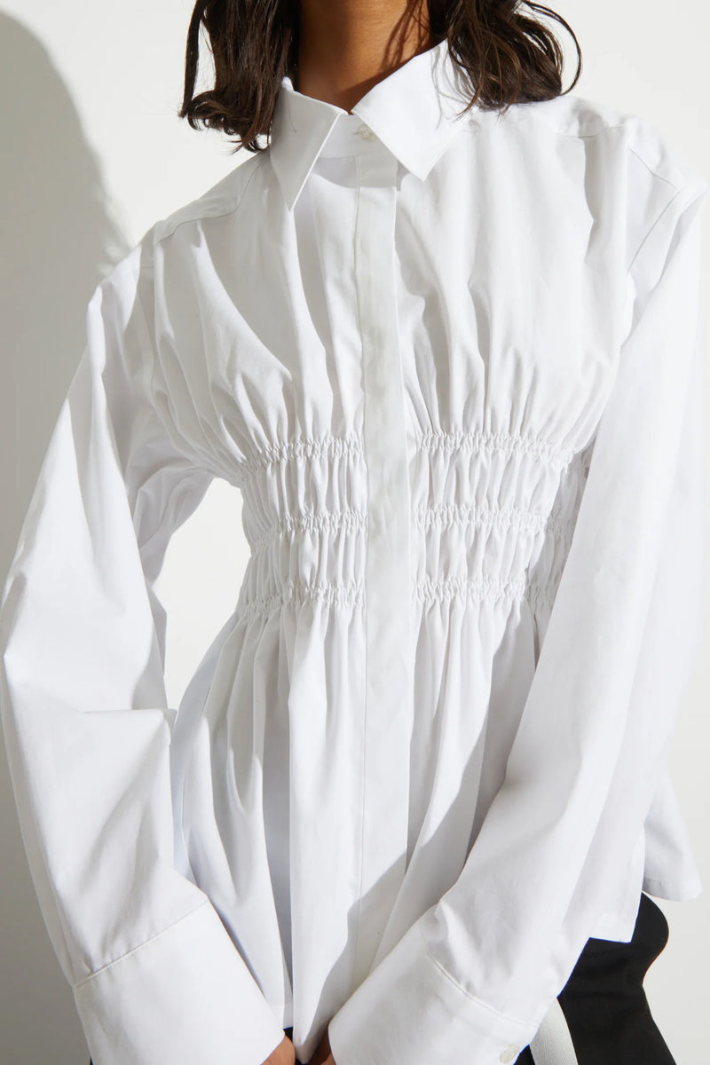 Yvonne Ruched Poplin Blouse