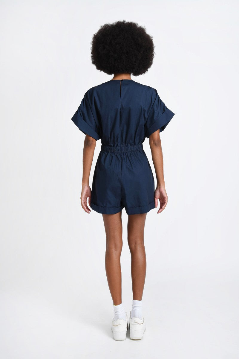 Woven Playsuit in Navy