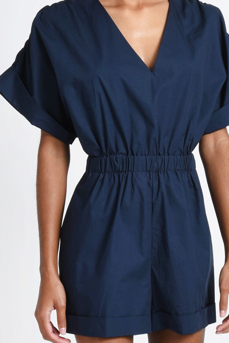 Woven Playsuit in Navy
