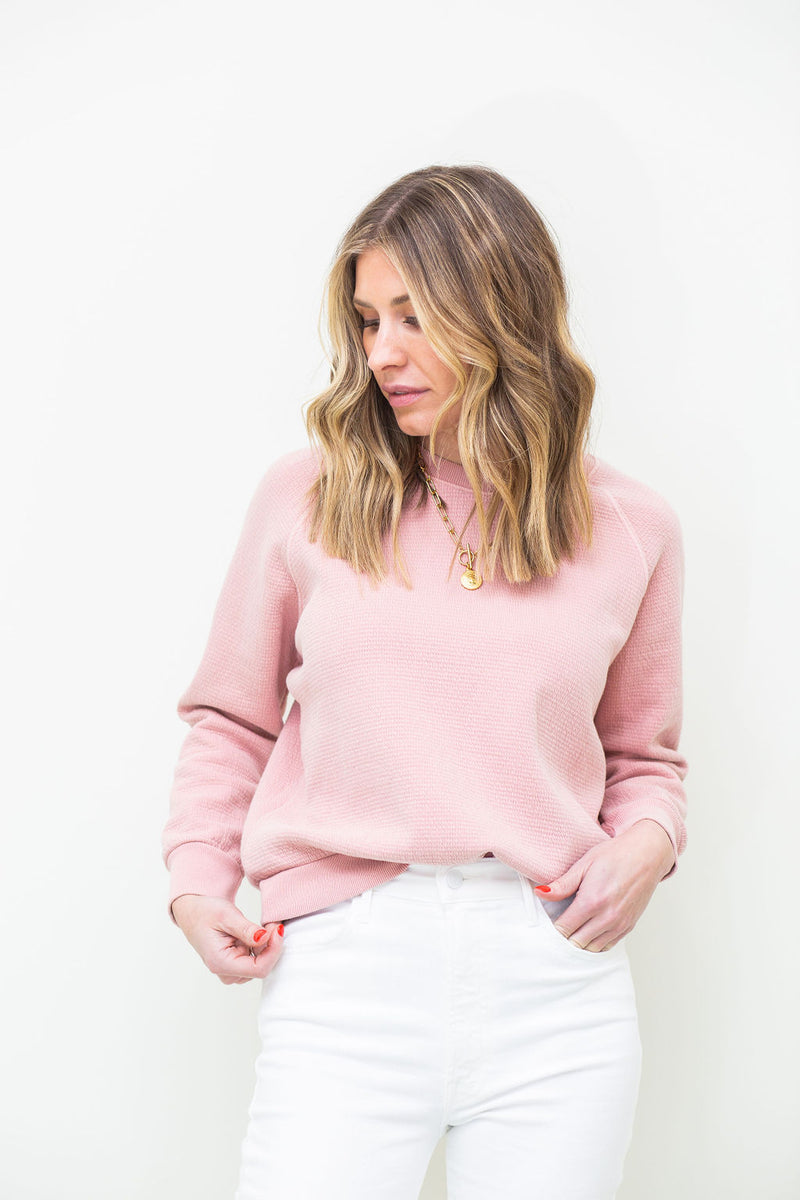 Quilted Crewneck Cotton Sweatshirt