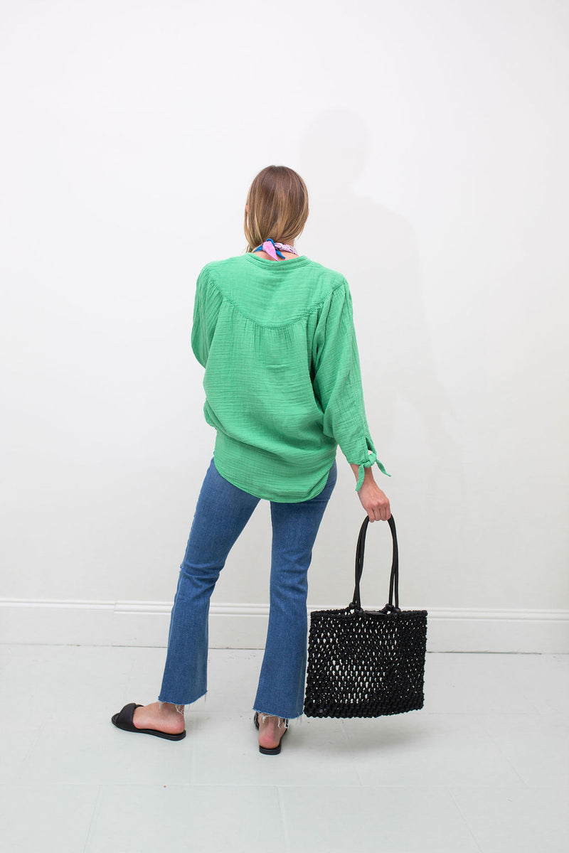 Cotton Pocket Long Sleeve Shirt in Green