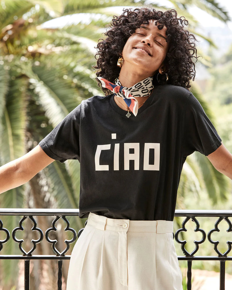 Clare V Ciao Tee in Black and White